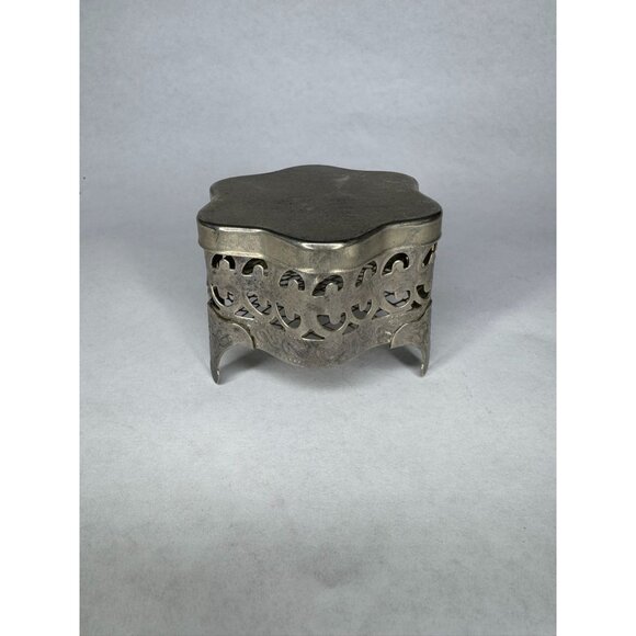 Vintage Small Filagree Wire Mesh Silver Toned Jewelry Box Trinket Box - Picture 3 of 8